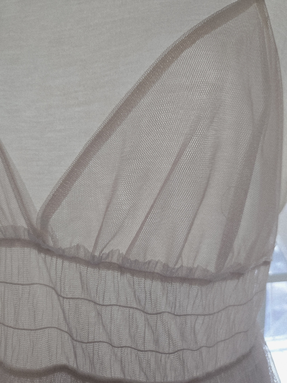 πΈ LC Lauren Conrad Sheer Cream Midi Tshirt Tulle Dress M - Picture 8 of 16